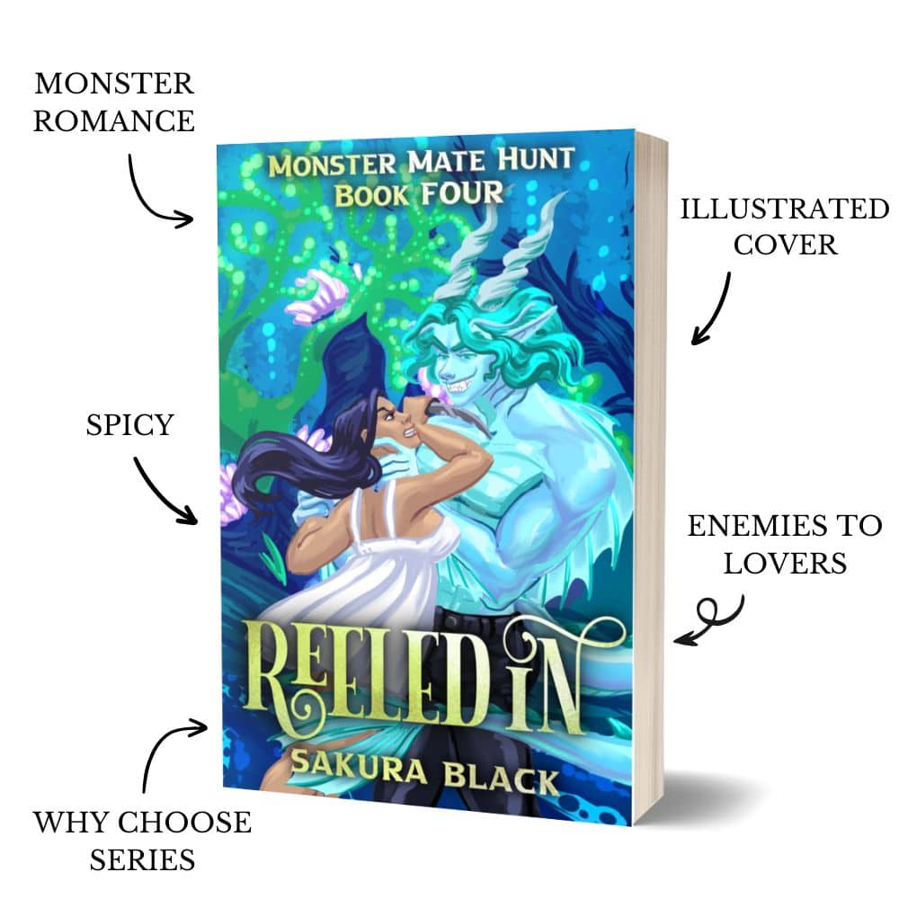 Reeled In paperback with original illustrated book cover with tropes.